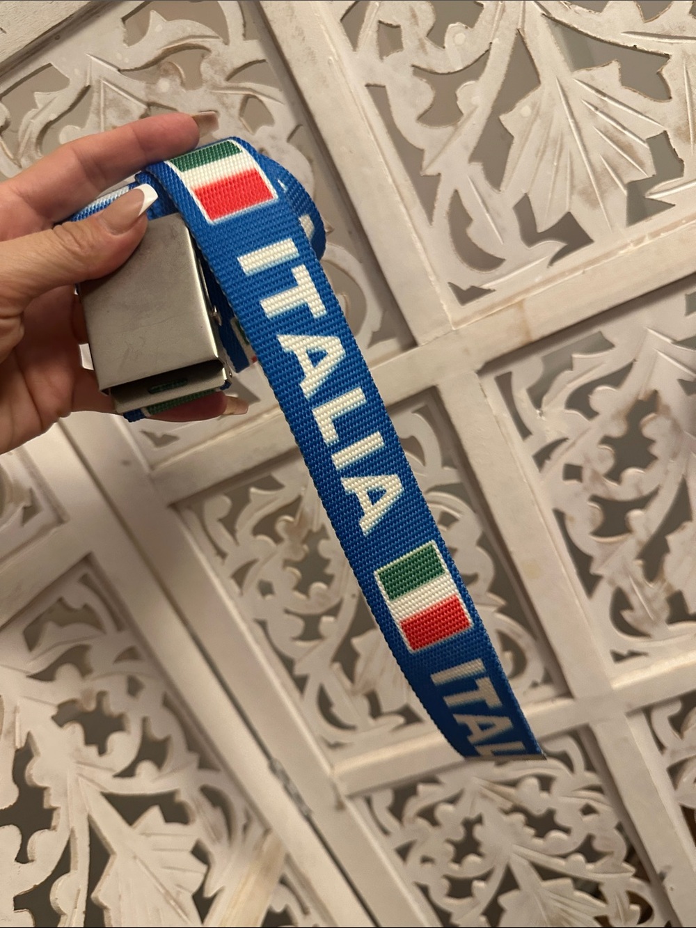 Italia 🇮🇹 Blue Web Belt with Italian Flag Accent